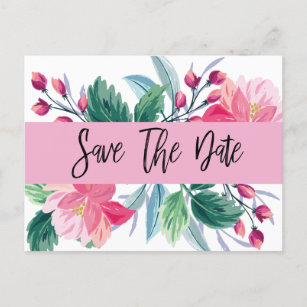 Floral Surprise 50th Birthday Party Save The Date Postcard
