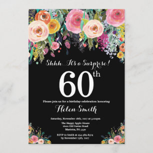 Floral Surprise 60th Birthday Invitation