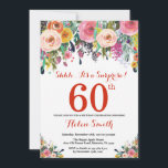 Floral Surprise 60th Birthday Invitation Red<br><div class="desc">Floral Surprise 60th Birthday Invitation for Women. Watercolor Floral Flower. Red, Pink, Yellow, Orange, Purple Flower. Adult Birthday. 30th 40th 50th 60th 70th 80th 90th 100th 13th 15th 16th 18th 20th 21st Any Age. For further customisation, please click the "Customise it" button and use our design tool to modify this...</div>