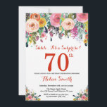 Floral Surprise 70th Birthday Invitation Red<br><div class="desc">Floral Surprise 70th Birthday Invitation for Women. Watercolor Floral Flower. Red, Pink, Yellow, Orange, Purple Flower. Adult Birthday. 30th 40th 50th 60th 70th 80th 90th 100th 13th 15th 16th 18th 20th 21st Any Age. For further customisation, please click the "Customise it" button and use our design tool to modify this...</div>