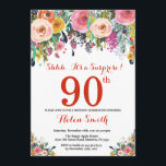 Floral Surprise 90th Birthday Invitation Red<br><div class="desc">Floral Surprise 90th Birthday Invitation for Women. Watercolor Floral Flower. Red, Pink, Yellow, Orange, Purple Flower. Adult Birthday. 30th 40th 50th 60th 70th 80th 90th 100th 13th 15th 16th 18th 20th 21st Any Age. For further customisation, please click the "Customise it" button and use our design tool to modify this...</div>