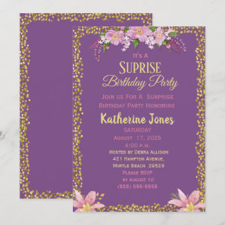 Floral Surprise Birthday Party Invitations