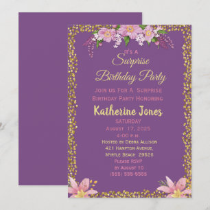 Floral Surprise Birthday Party Invitations