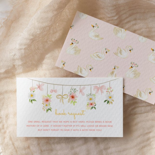 Floral Swan Baby Animal Book Request Enclosure Card (Creator Uploaded)