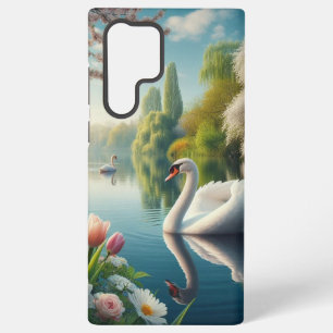 Floral swan lake spring artwork samsung galaxy case
