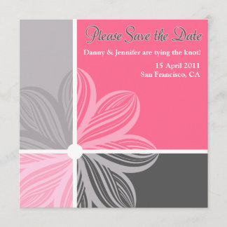 Floral Sweep Pink Grey Please Save the Date Invite