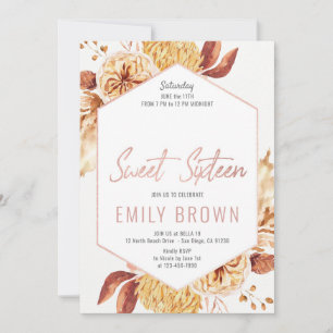 Floral Sweet 16 Birthday invitations