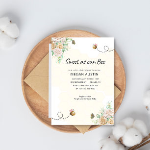 Floral Sweet as Can Bee honeycomb Baby Shower  Invitation