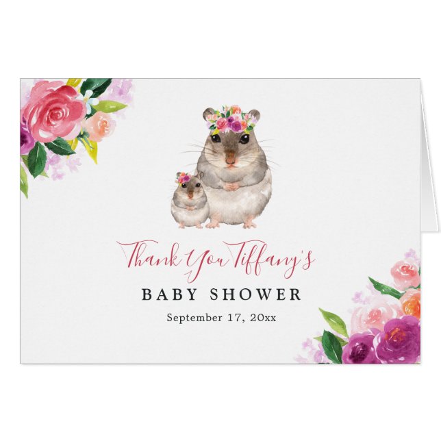 Floral Sweet Mom And Baby Mouse Baby Shower (Front Horizontal)