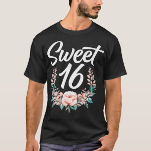Floral Sweet Sixteen 16th Birthday Flower Sweet 16 T-Shirt