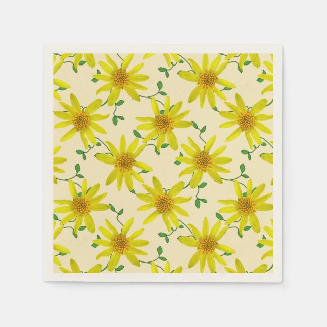 Floral Sweet Yellow Wildflowers on any Colour Napkin (Front)