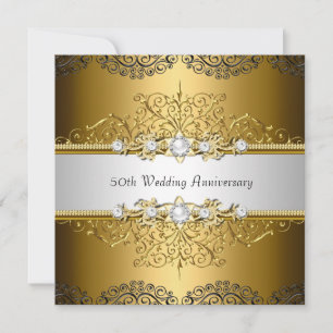 Floral Swirl 50th Wedding Anniversary Invite 3