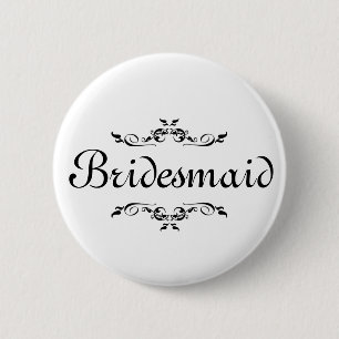 Floral Swirl Border Bridesmaid 6 Cm Round Badge
