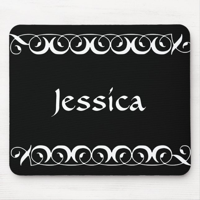 Floral Swirl Decorative With Initial Personalised Mouse Mat (Front)