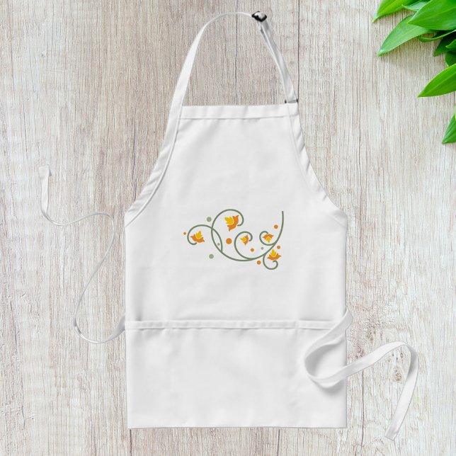 Floral Swirl Pattern with Orange and Yellow Flower Standard Apron (Creator Uploaded)