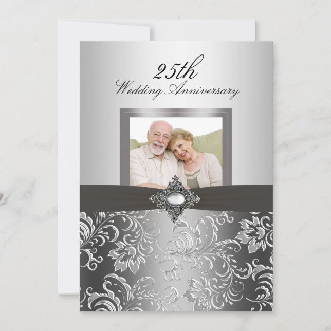 Floral Swirl Photo 50th Wedding Anniversary Invite (Front)