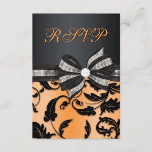 Floral Swirl RSVP With Jewelled Bow Card
