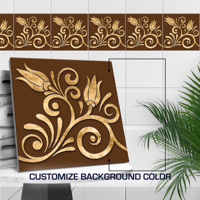 Floral Swirl Seamless Border -Golden Tile (Creator Uploaded)