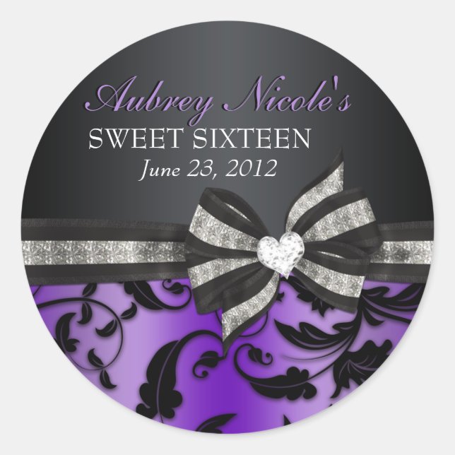 Floral Swirl Sweet Sixteen Sticker (Front)