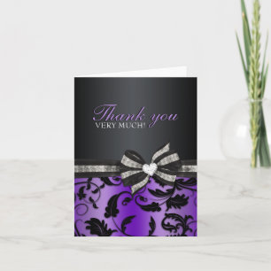 Floral Swirl Sweet Sixteen Thank You Card
