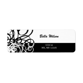 floral swirls address label