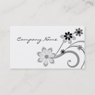 Floral Swirls Business Card, Grey Card