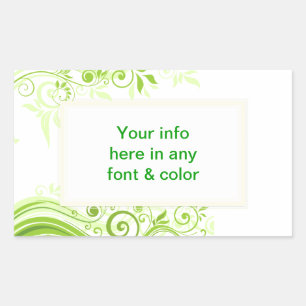 Floral Swirls in Hues of Fresh Green Rectangular Sticker