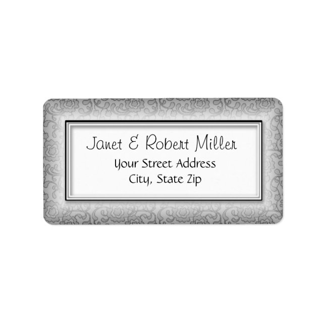 Floral Swirls Silver Address Labels (Front)