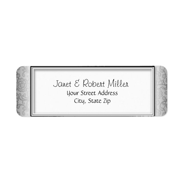 Floral Swirls Silver Return Address Labels (Front)