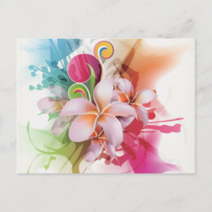 Floral swirly design in bright colours postcard