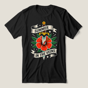 Floral Sword Emblem   Vibrant Hibiscus Summer Tri-Blend Shirt