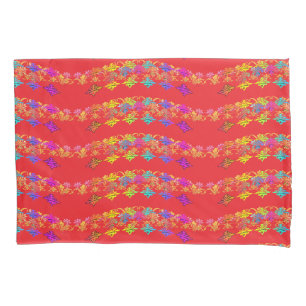 Floral Symbols Red Pair Pillow Cases