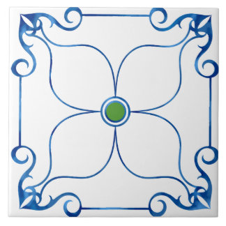 Floral Symmetry Mediterranean (Green) Tile