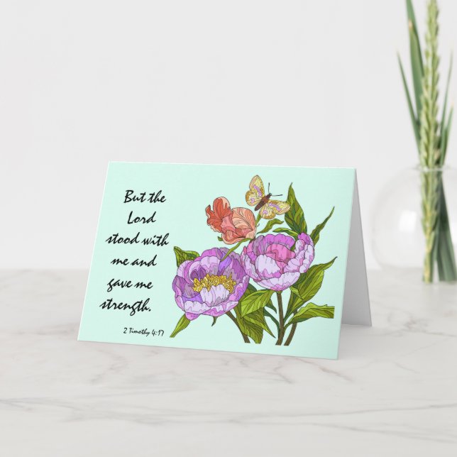 Floral Sympathy, Scripture Verse on God's strength Card (Front)