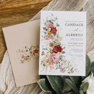 Floral Symphony Colourful Boho Garden Wedding Invitation