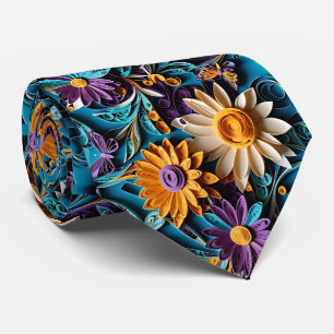 Floral Symphony Quilled Art Necktie