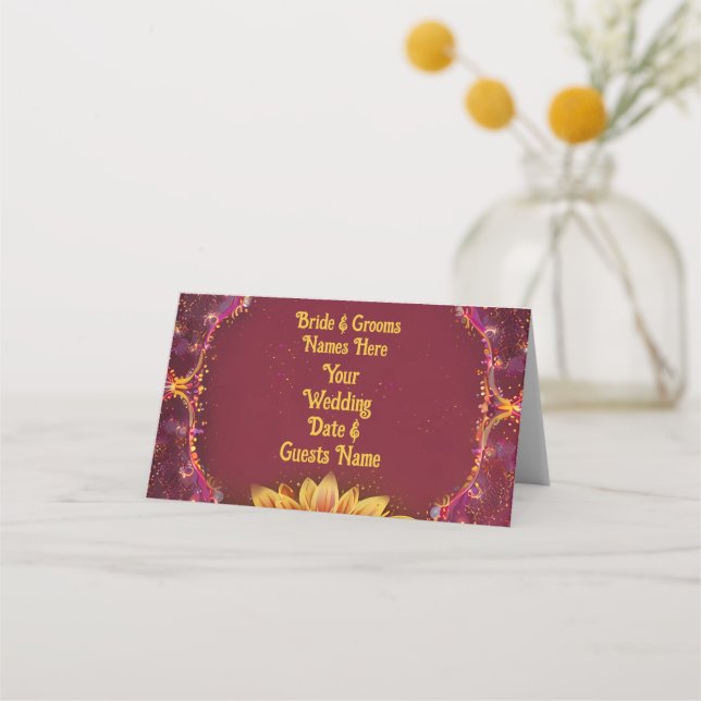 Floral Symphony: Wedding Elegance Collection Place Card (Front)