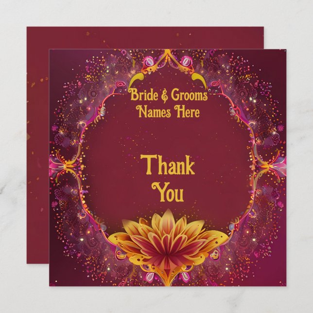 Floral Symphony: Wedding Elegance Collection Thank You Card (Front/Back)