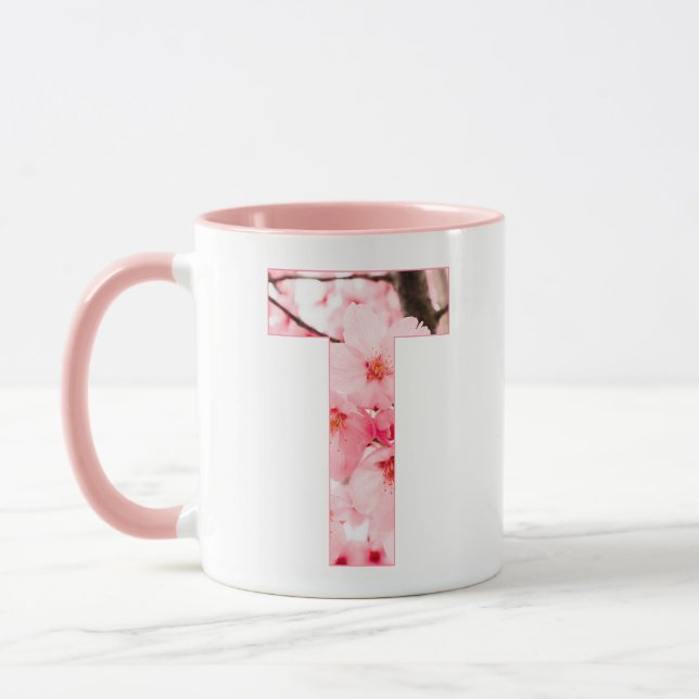 Floral T Initial Mug | Personalized Name & Traits (Left)