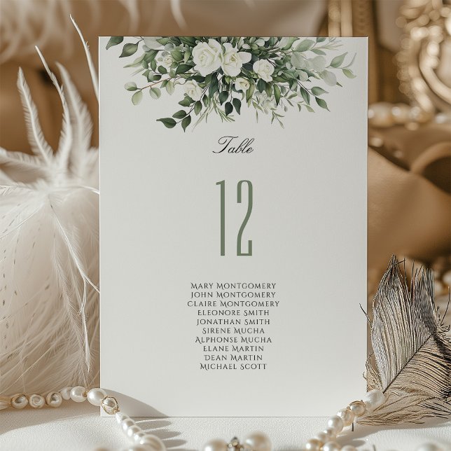 Floral Table Number Card with Guest Names (Creator Uploaded)