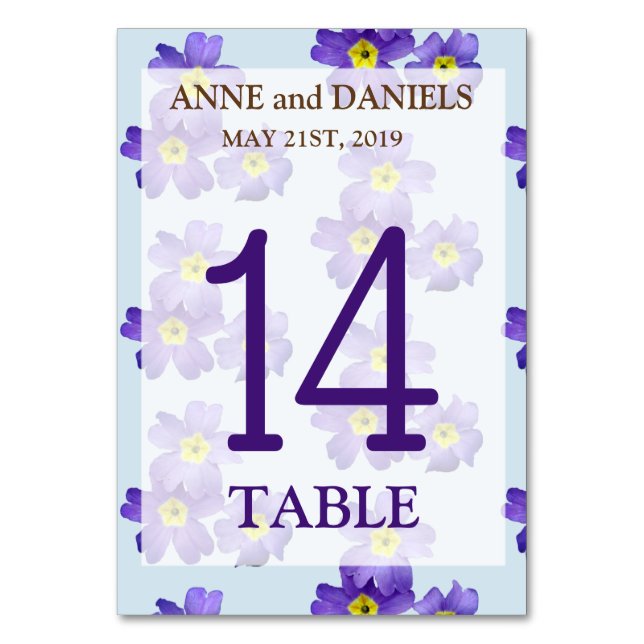 Floral Table Number Cards (Front)