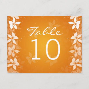 Floral Table Number Exotic Blooms Orange Postcard