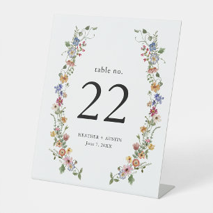 Floral Table Number Pedestal Sign