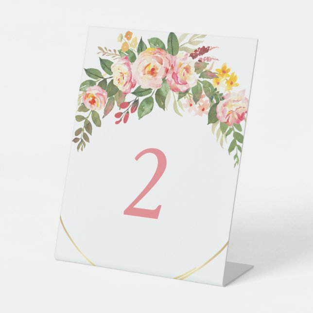 Floral table numbers pedestal sign (Front)