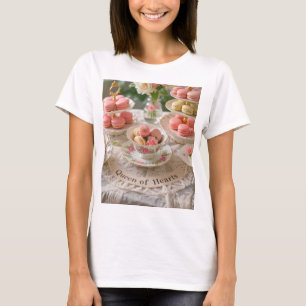 Floral table, teacups, tiered trays macarons queen T-Shirt