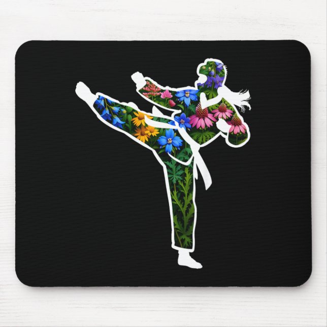 Floral Taekwondo Karate Mouse Mat (Front)