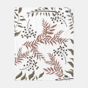 Floral Tan Earthy Design Fleece Blanket