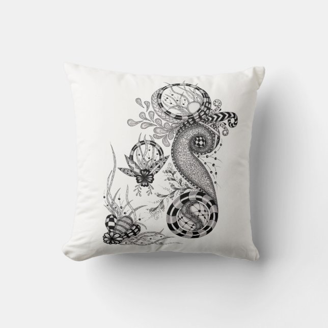 Floral Tangle Drawing - Cushion (Front)