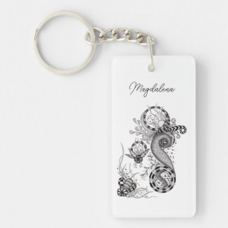 Floral Tangle Drawing -  Key Ring