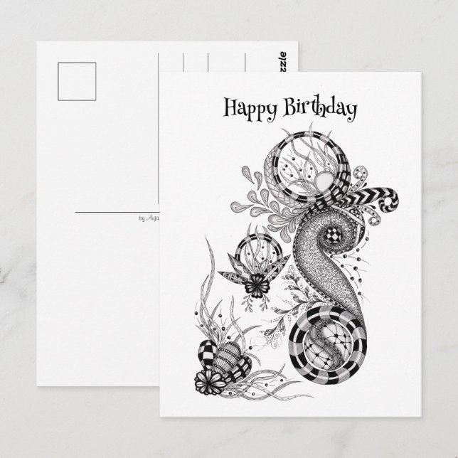 Floral Tangle Drawing -  Postcard (Front/Back)